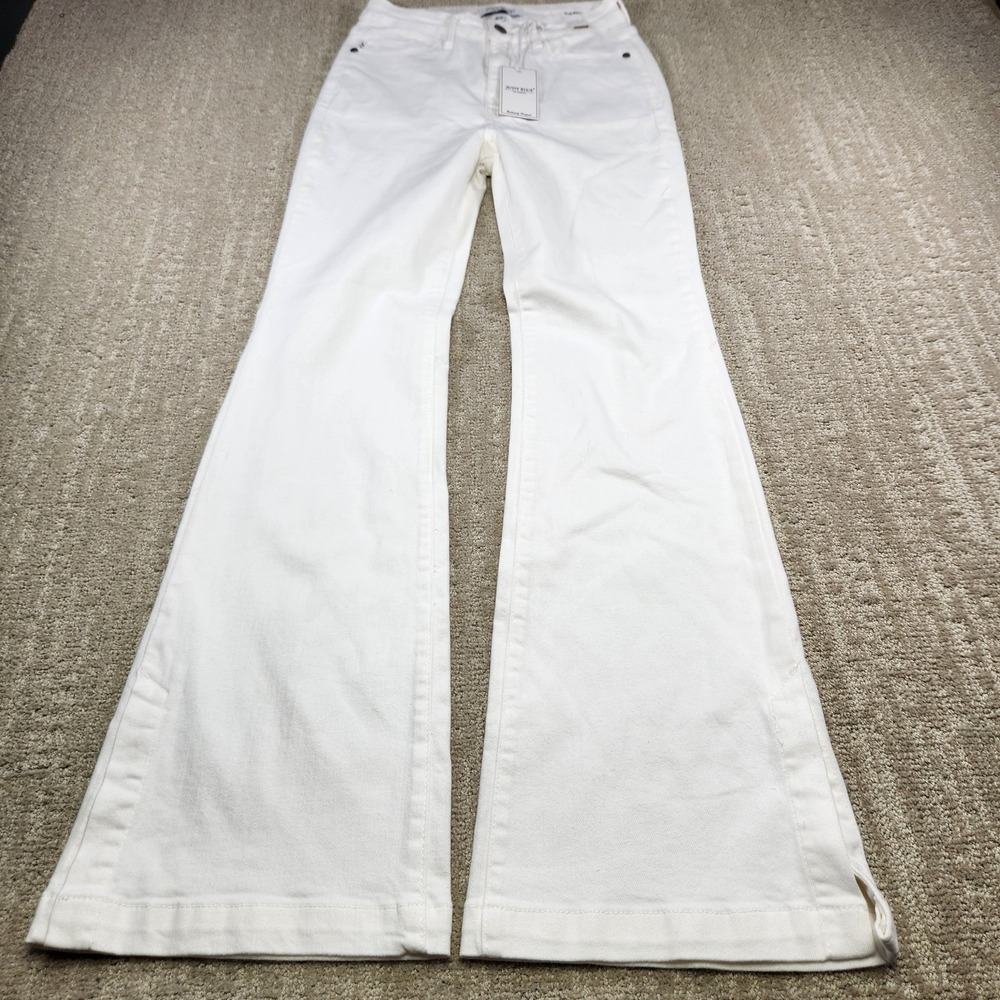 Judy Blue Jeans Women 3 26 Slim Bootcut Flare High Waist Snow White Stretch NEW